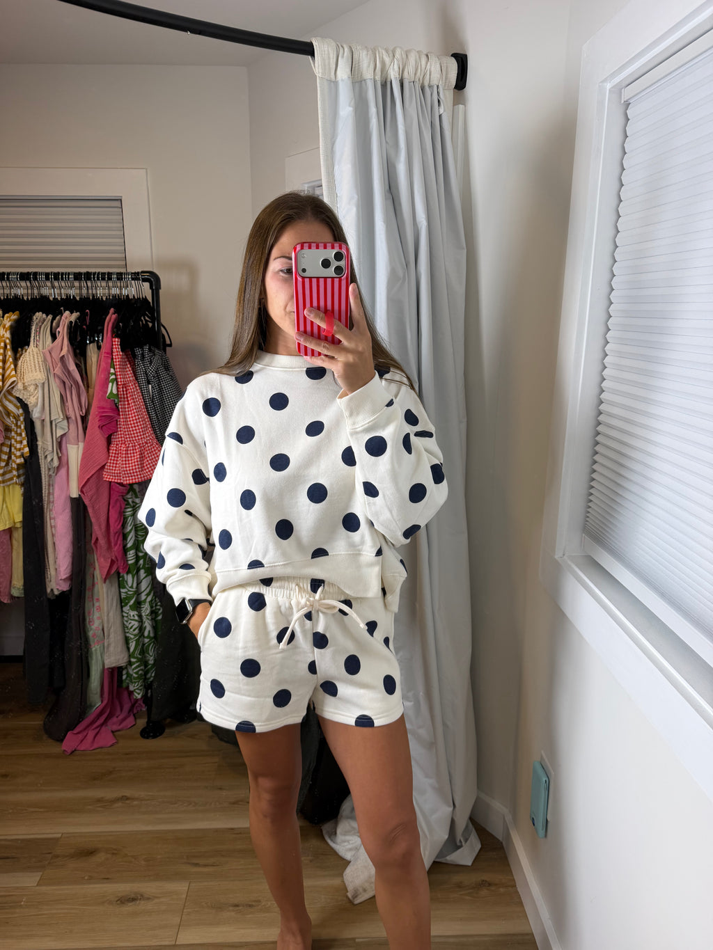 Zenana Polka Dot Fleece Set