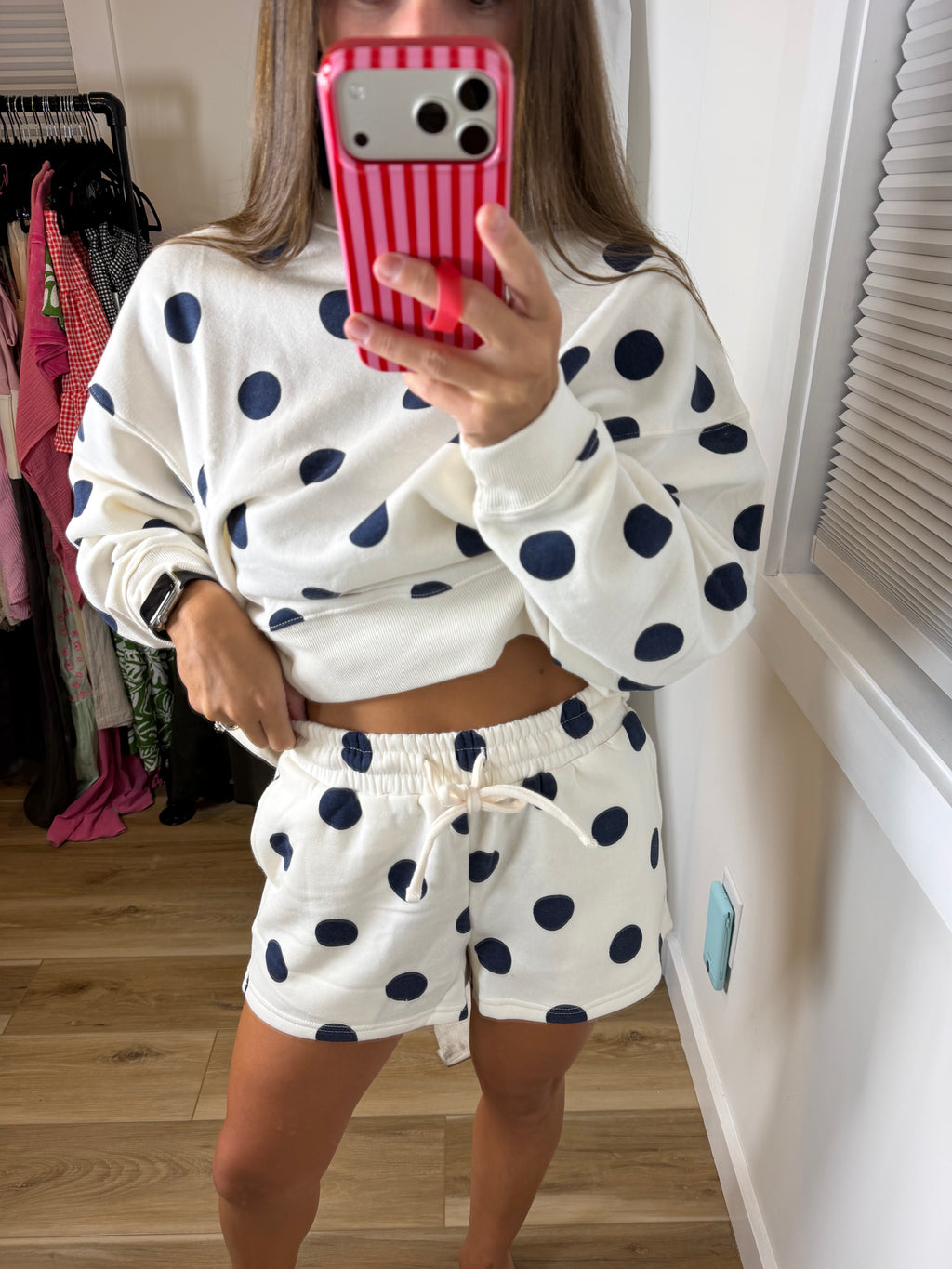 Zenana Polka Dot Fleece Set