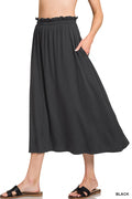Zenana Black Midi Skirt