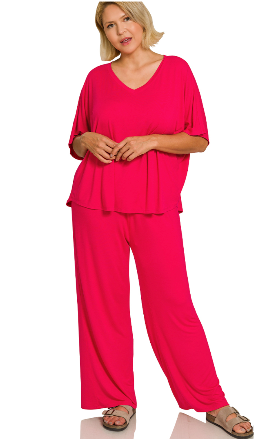 PLUS Zenana Red Pants Set