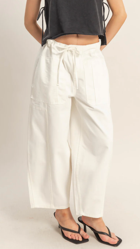 Hyfve White Denim Barrel Pants