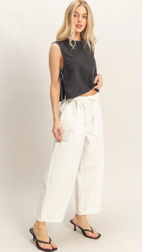 Hyfve White Denim Barrel Pants