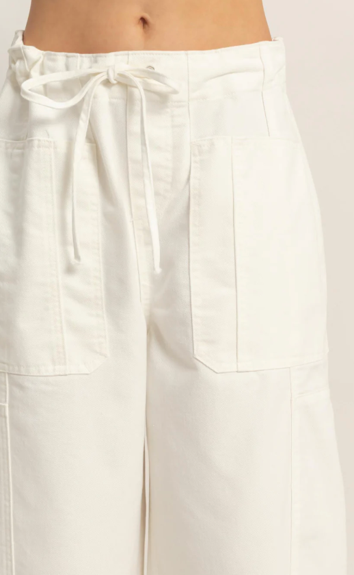 Hyfve White Denim Barrel Pants