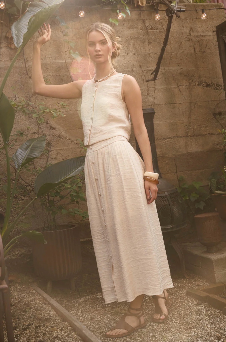 blupepper Button Down Midi Skirt