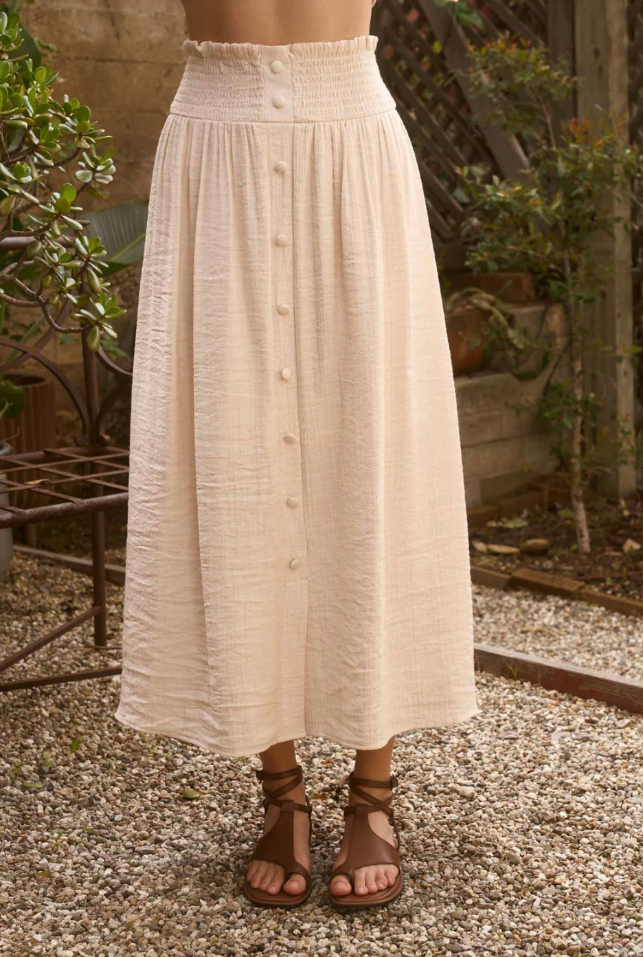 blupepper Button Down Midi Skirt