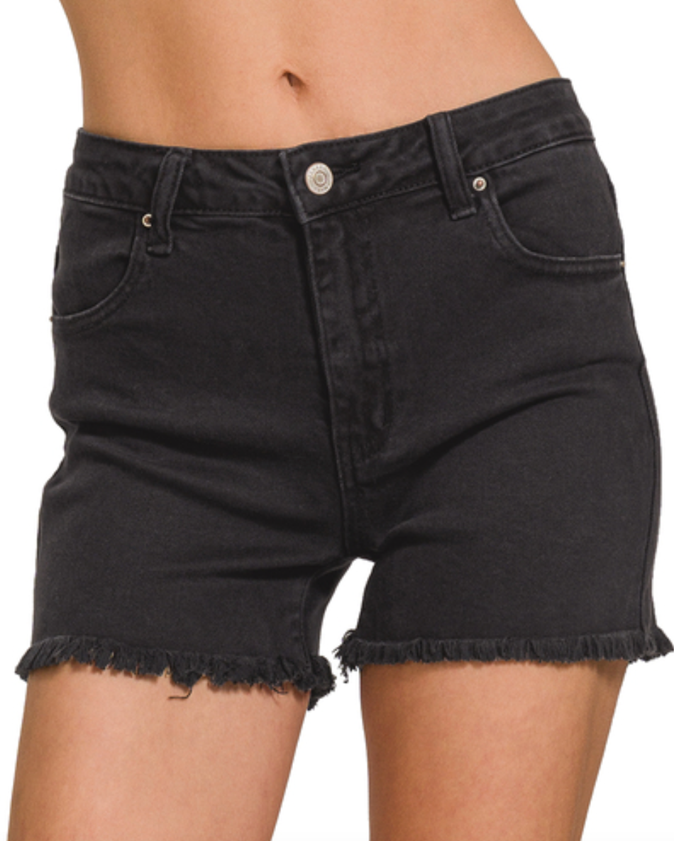 Zenana Frayed Denim Shorts