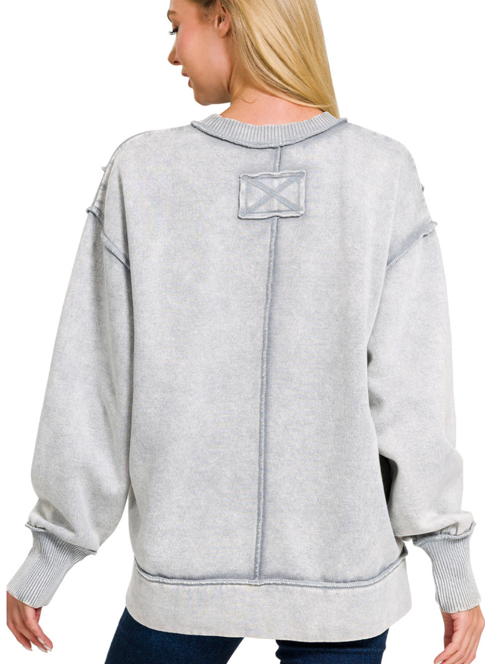 Zenana Acid Wash Fleece Sweatshirt