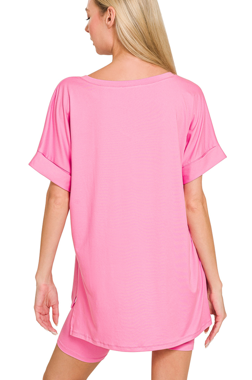 Zenana Bike Shorts & Oversized Shirt Set