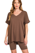 Zenana Bike Shorts & Oversized Shirt Set
