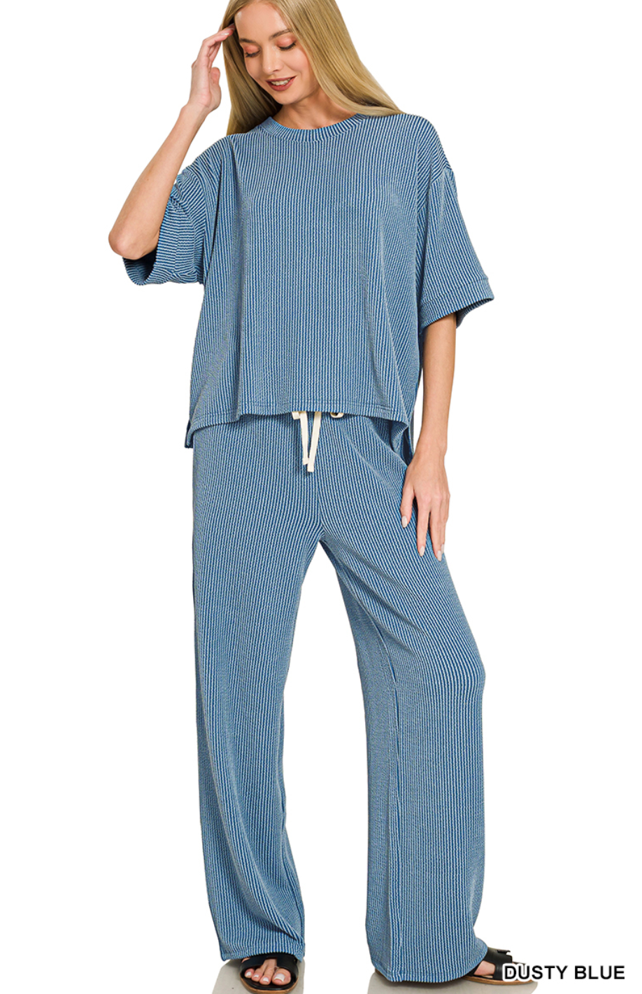 Zenana Ribbed Pants Set