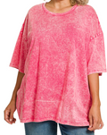 Plus Zenana Acid Wash Boyfriend Tee