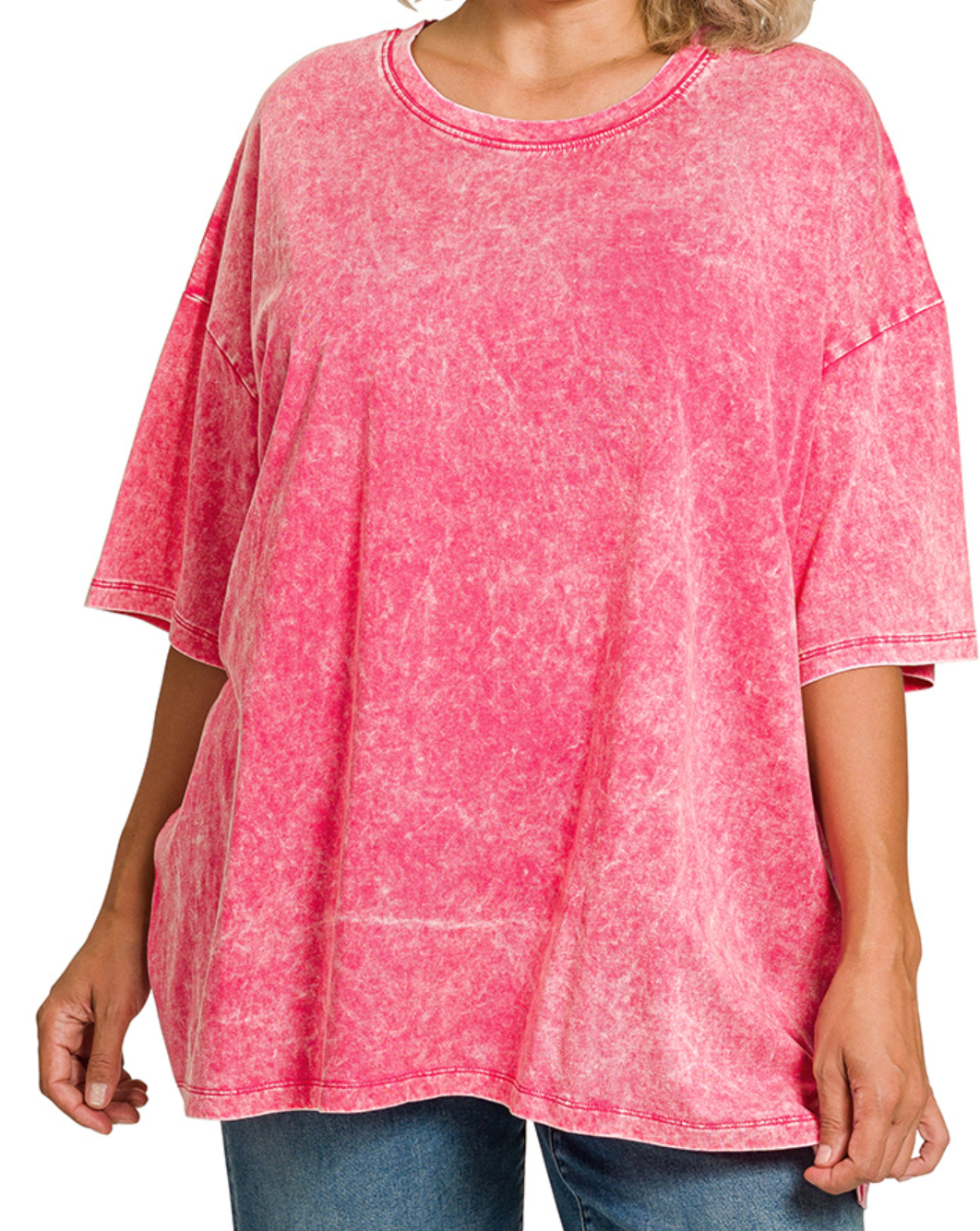 Plus Zenana Acid Wash Boyfriend Tee