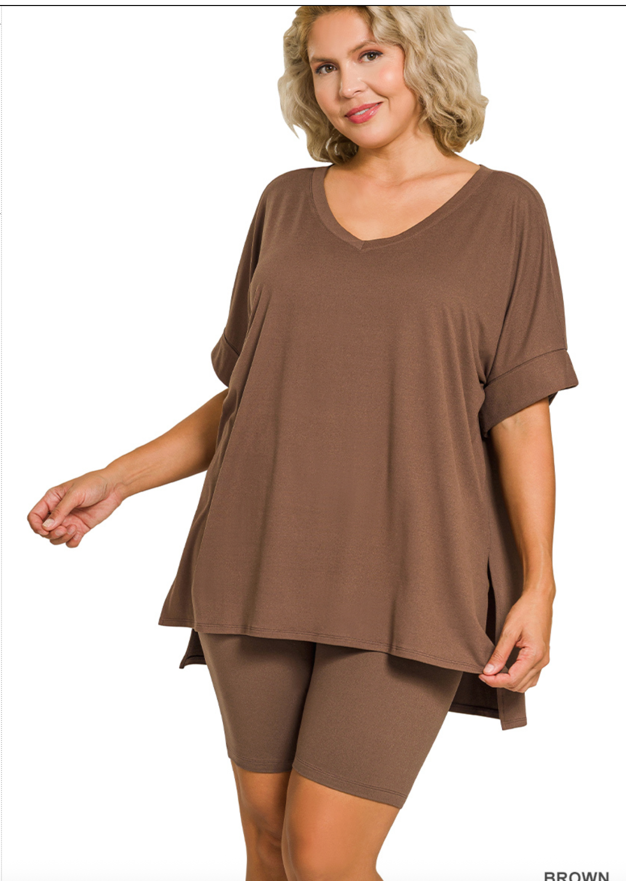 Zenana Bike Shorts & Oversized Shirt Set