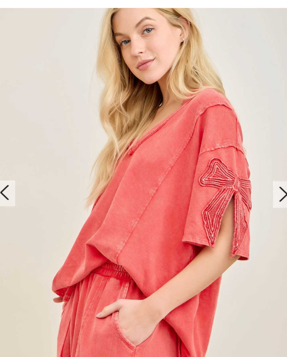J.Her Mineral Washed Bow Trim Top