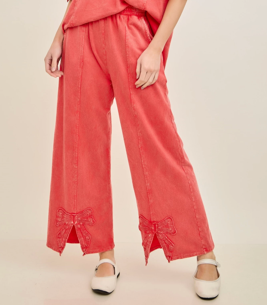 J.Her Mineral Washed Bow Trim Pants