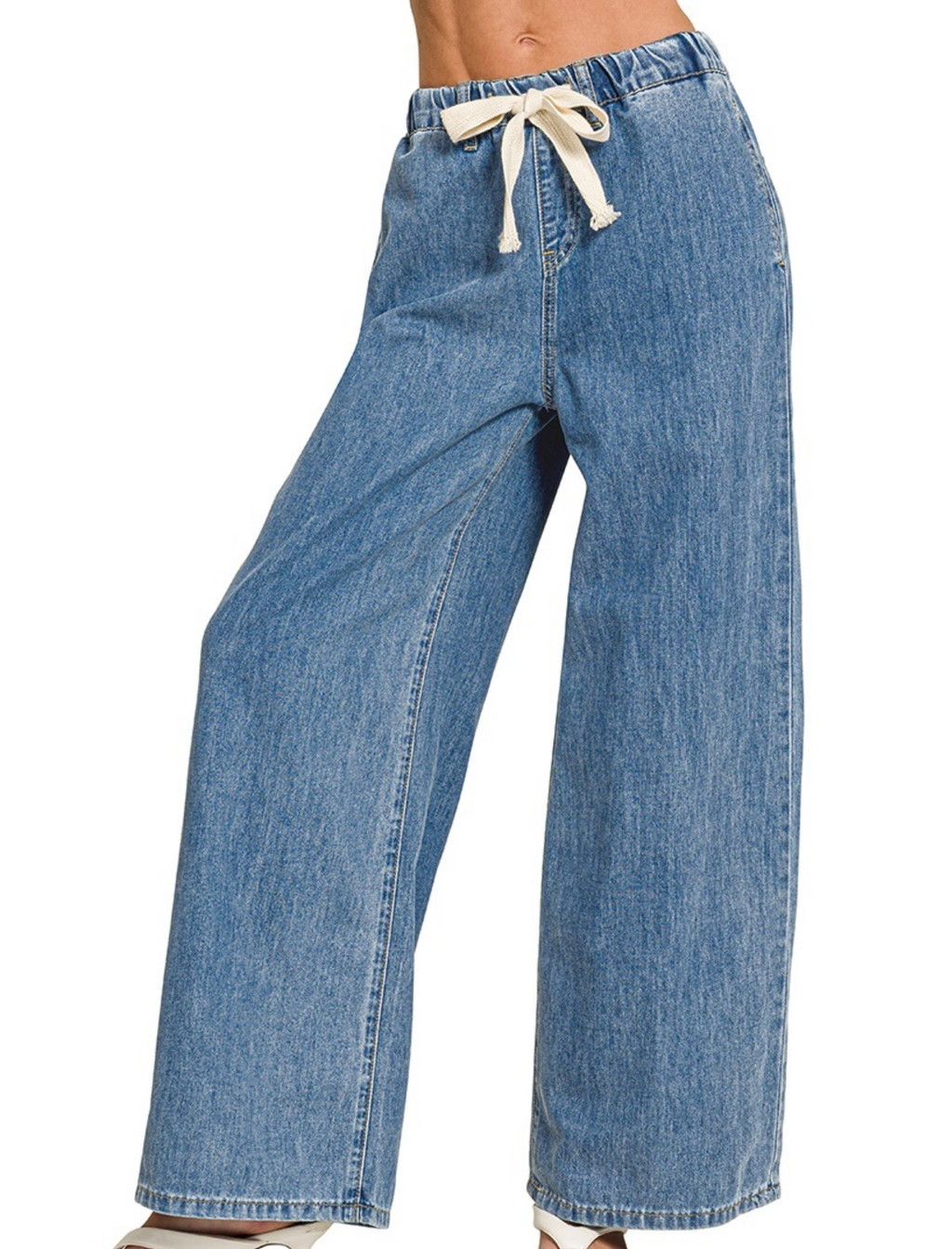 Zenana Drawstring Denim Pants