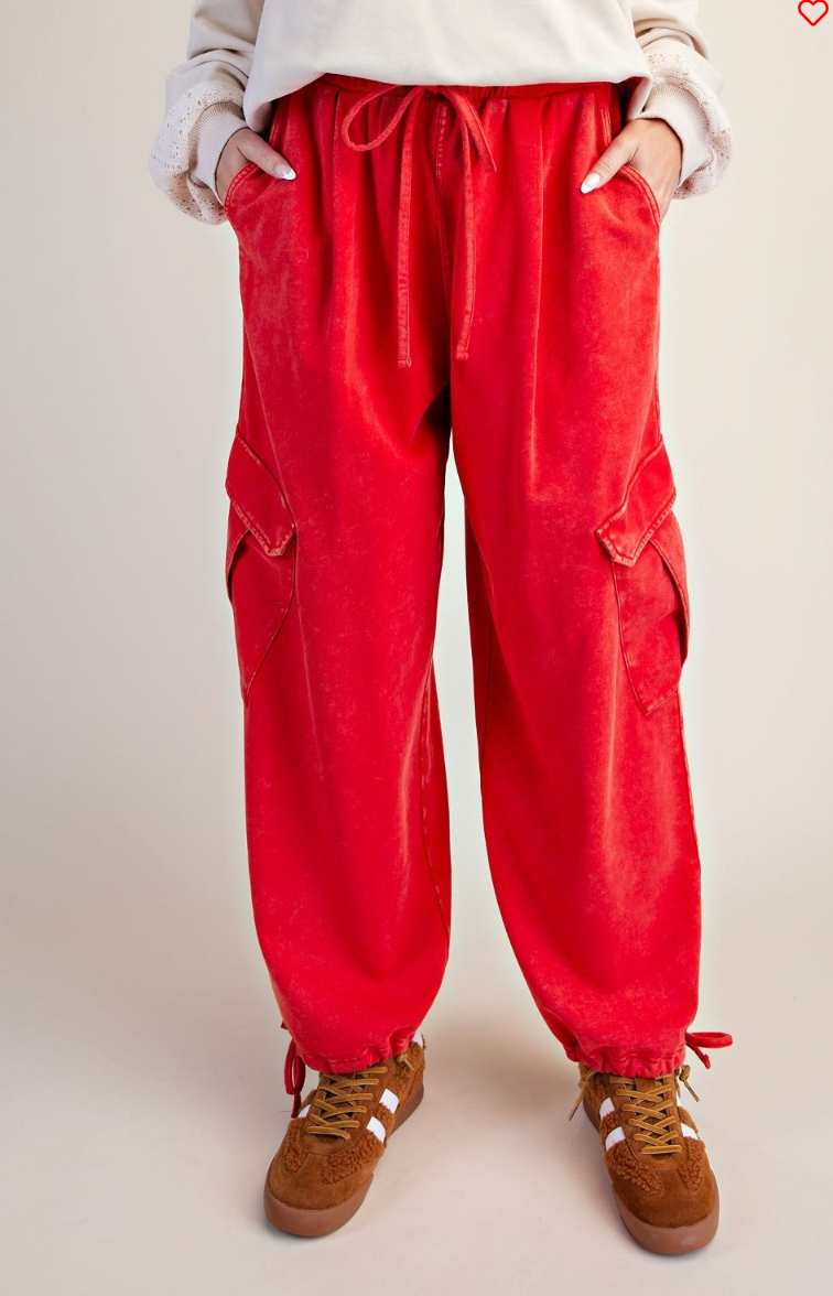 Easel Washed Terry Cargo Pants