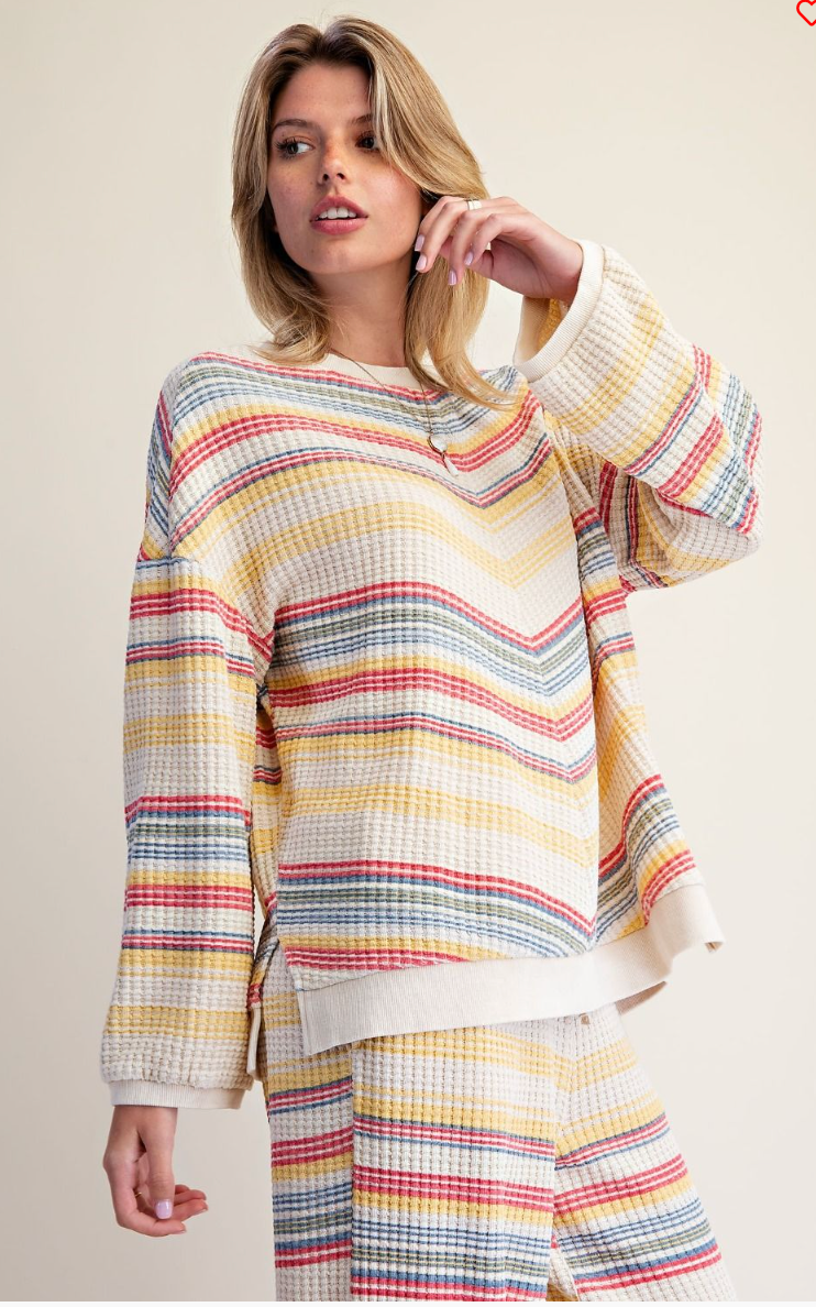 Easel Striped Thermal Top
