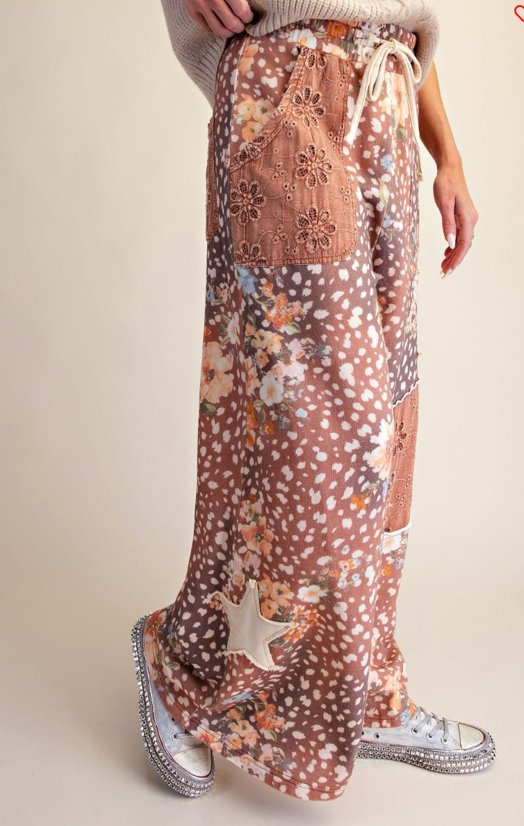 Easel Animal Floral Print Pants