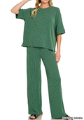 Zenana Ribbed Pants Set
