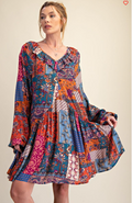 Easel Patchwork Gauze Dress