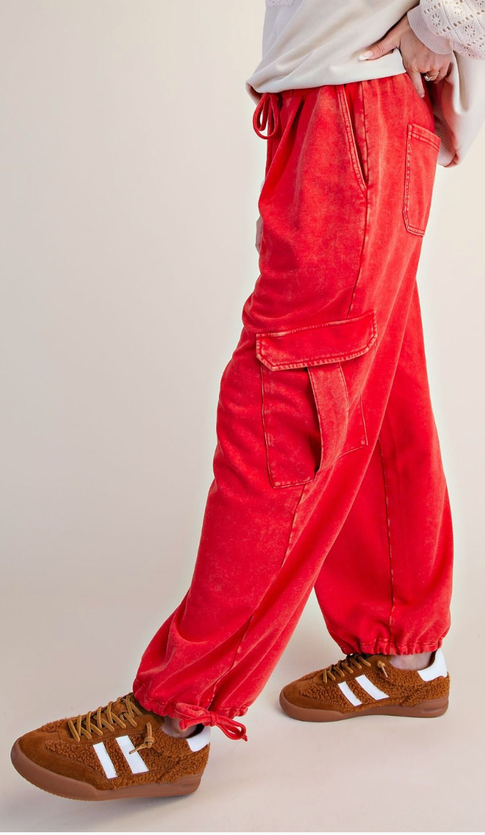 Easel Washed Terry Cargo Pants
