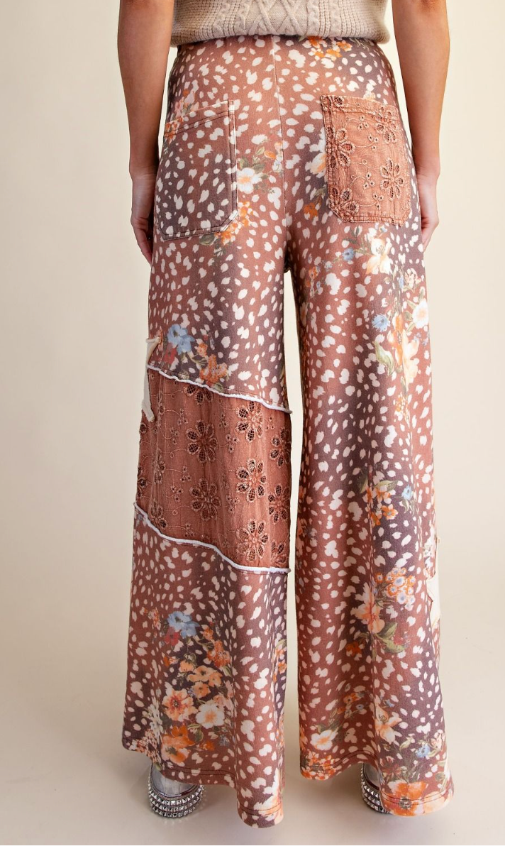 Easel Animal Floral Print Pants