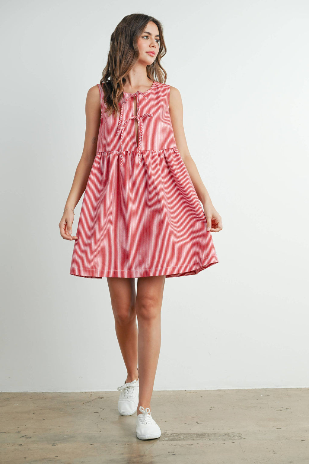 Buttermelon Red Stripe Bowknot Dress