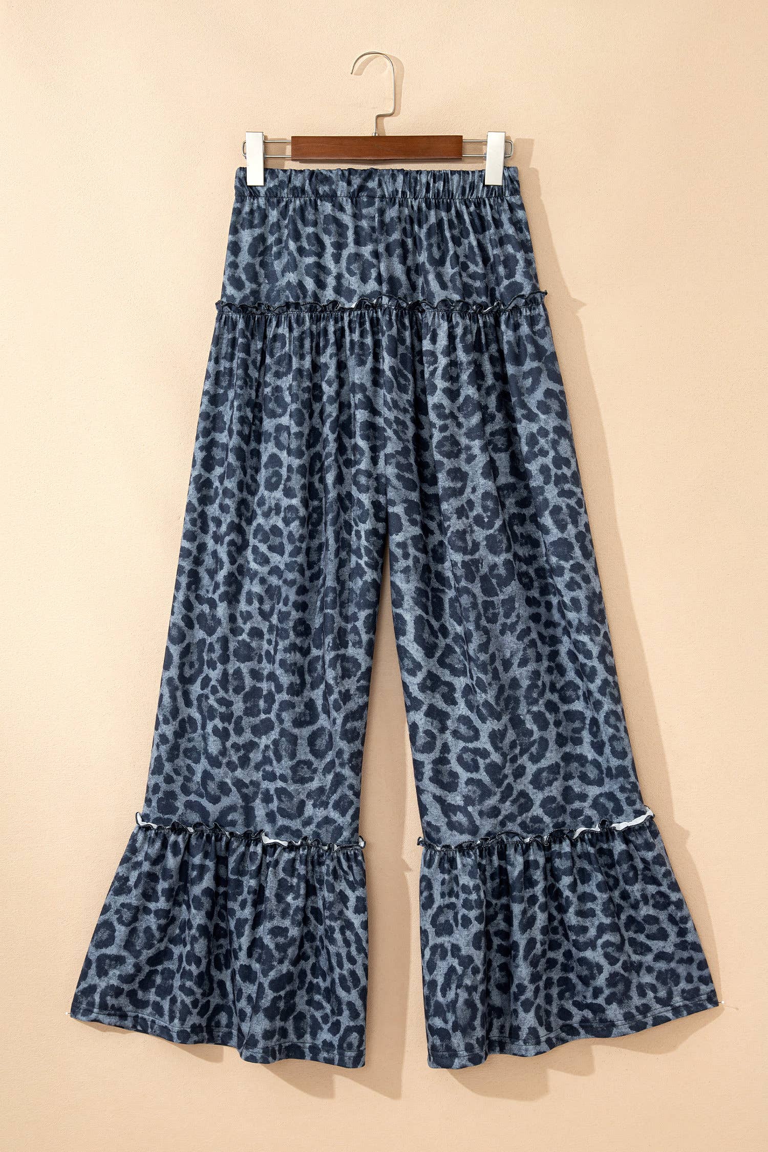 66DISCO Leopard Print Frilled Drawstring Wide Leg Pants