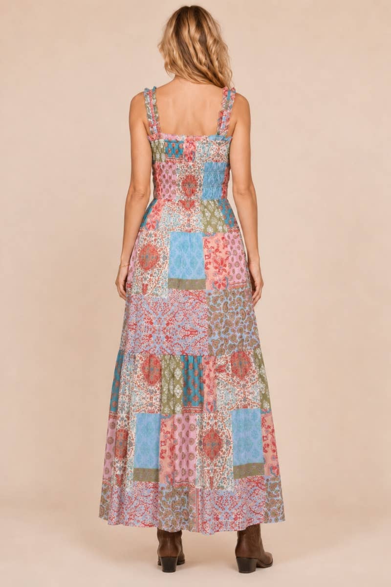 J.NNA Patch-Work Maxi Dress