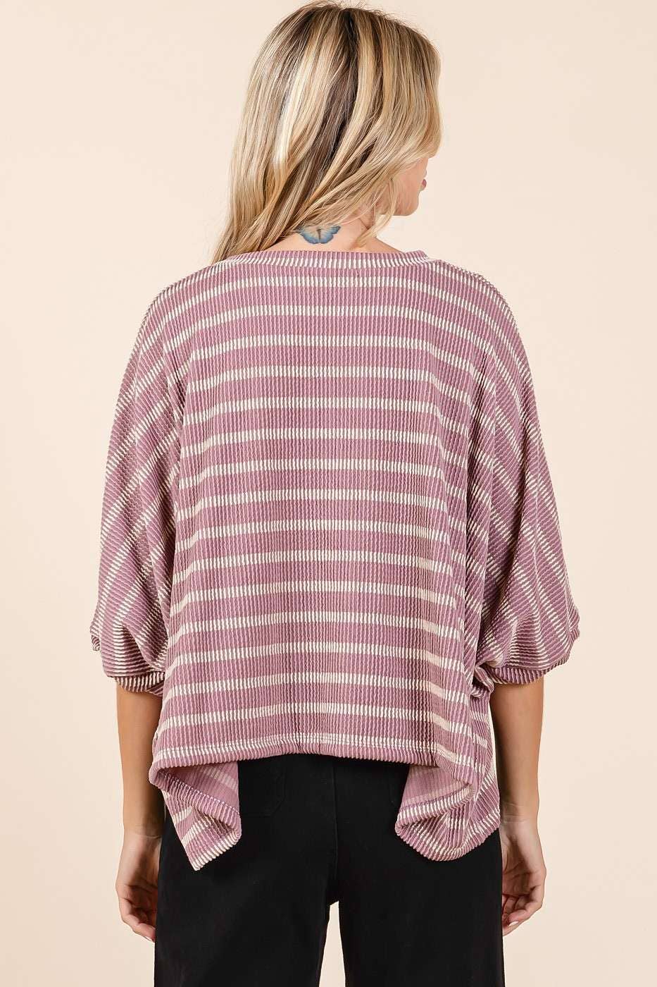 Mitto Shop Striped Print Top