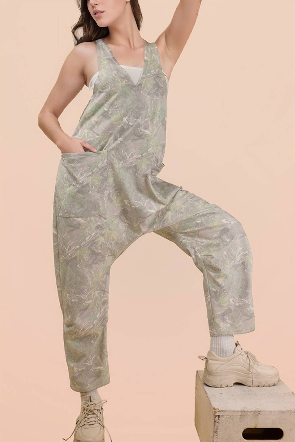 Very J Camo Jumpsuit