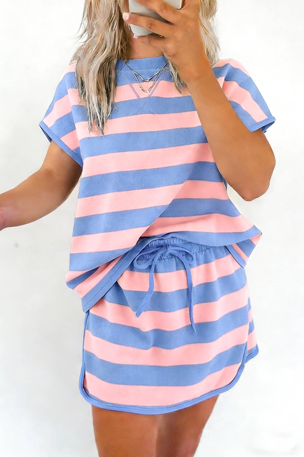66DISCO Striped Drawstring Skort Set