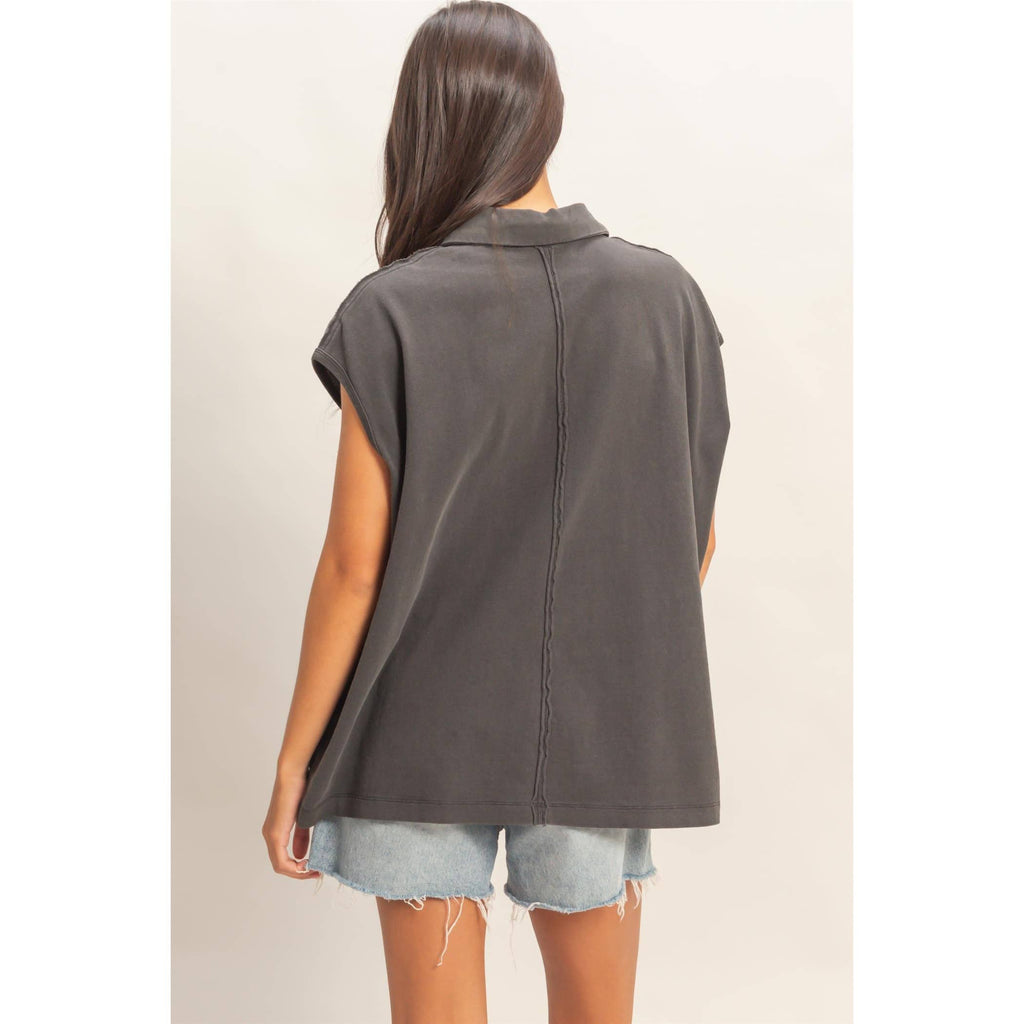 Double Zero Sleeveless Oversized Top