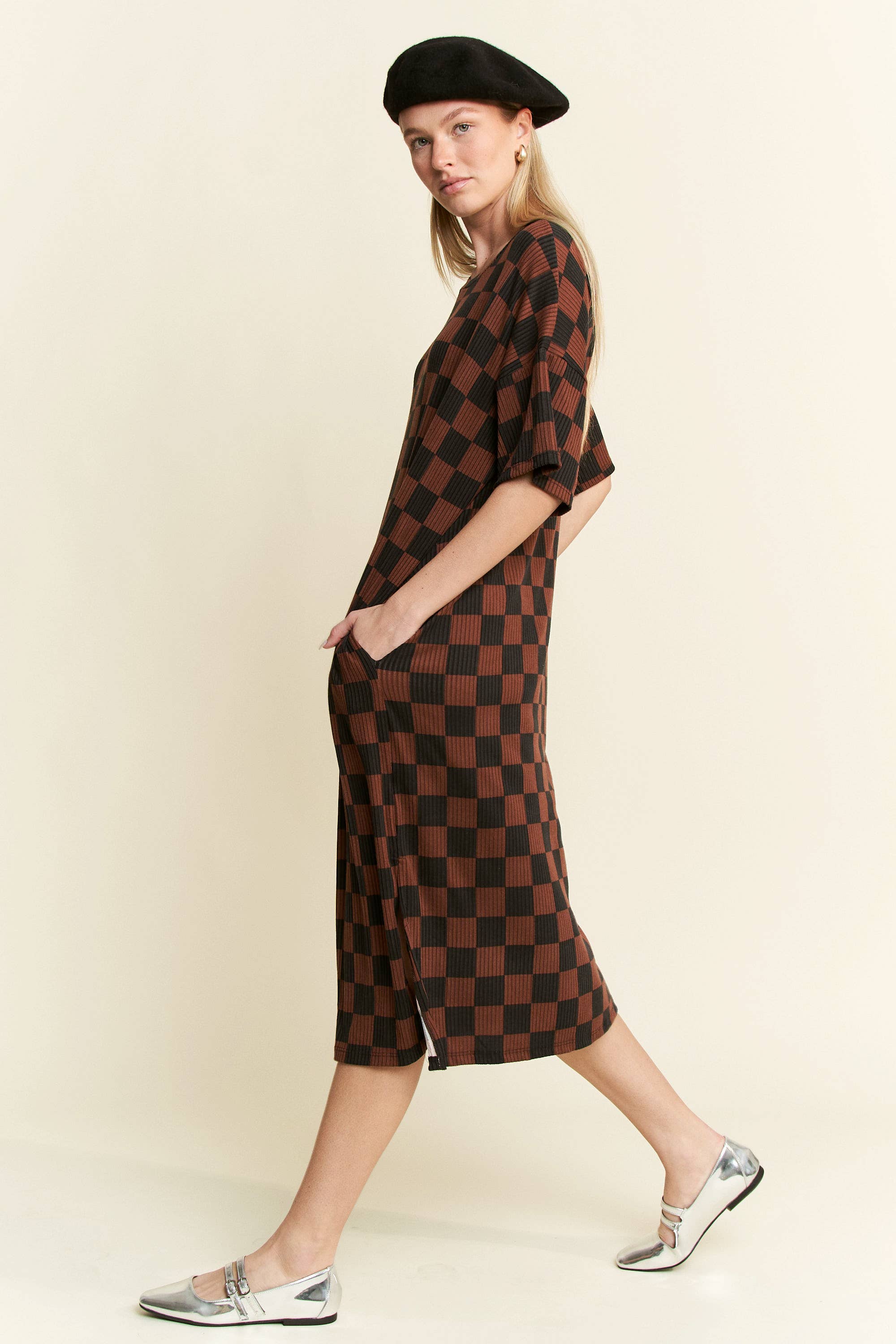 Jade By Jane Checkerboard Midi Dress