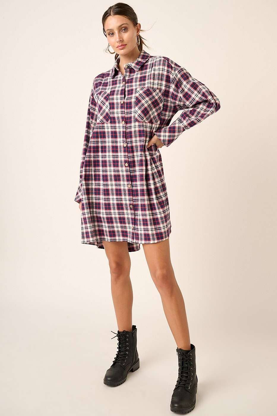 Mitto Shop Plaid Oversized Dress