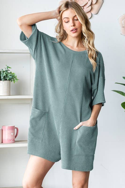 PLUS - HEIMISH SHORT SLEEVE RIBBED ROMPER