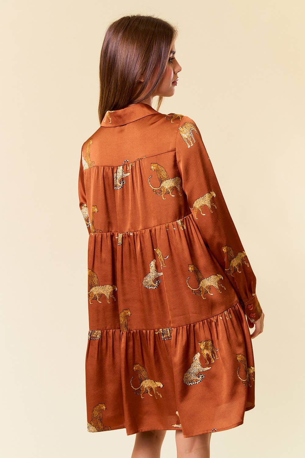 Doe & Rae Satin Cheetah Dress