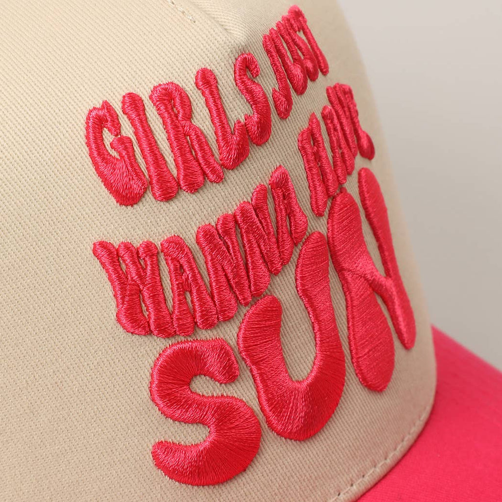 Girls Just Wanna Have Sun 3D Text Embroidery Two-Tone Cap