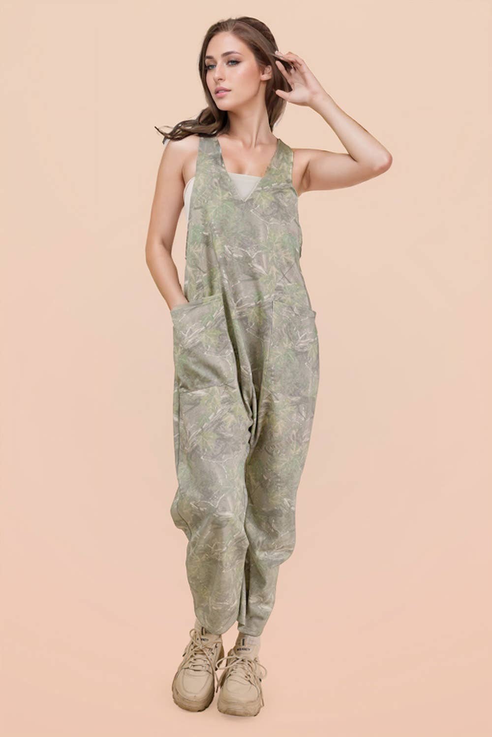 Very J Camo Jumpsuit