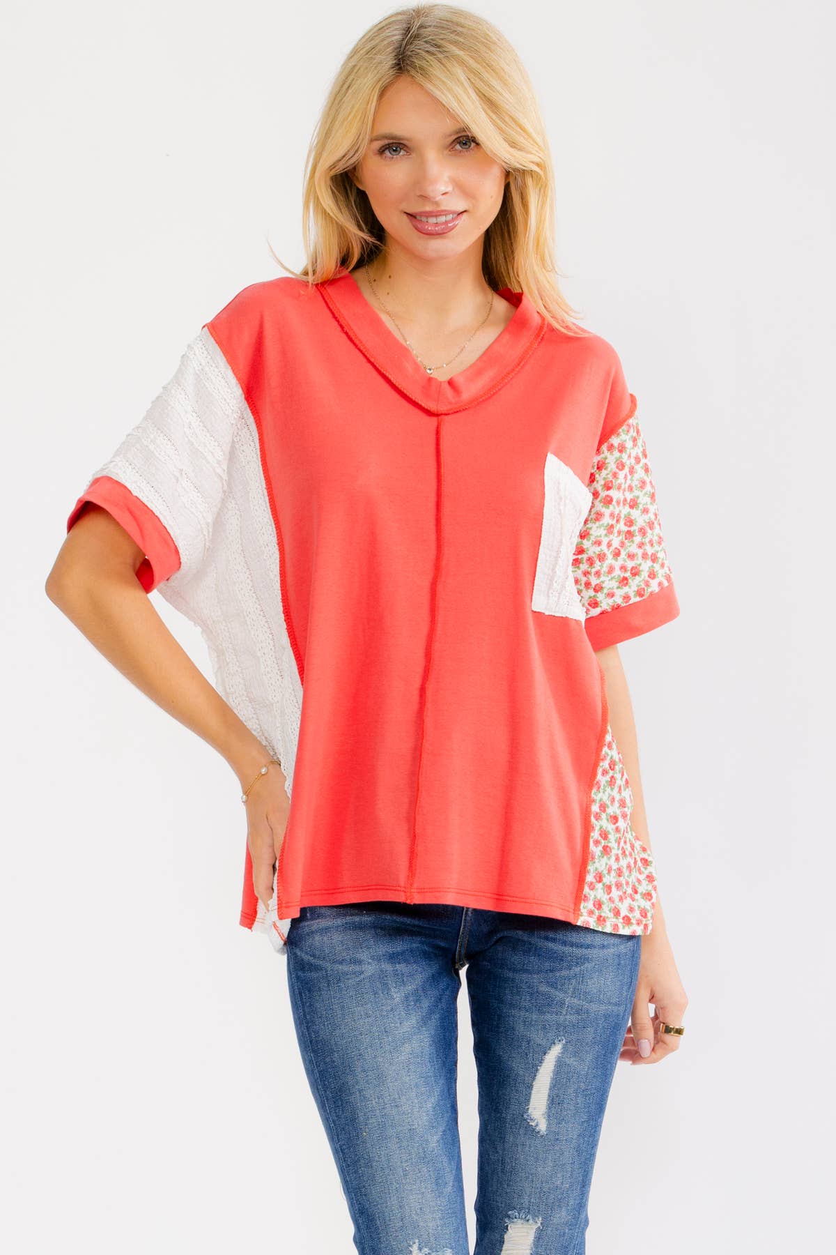 7th Ray PLUS Textured V-Neck