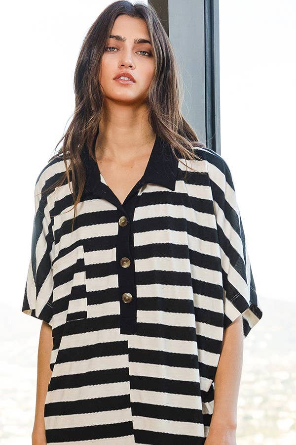BUCKETLIST Striped Oversized Romper