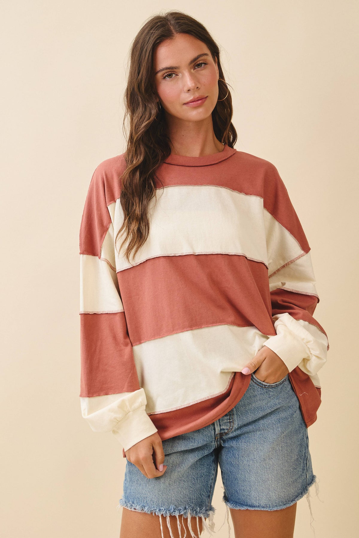 AEMI + CO Contrast Stripe Top