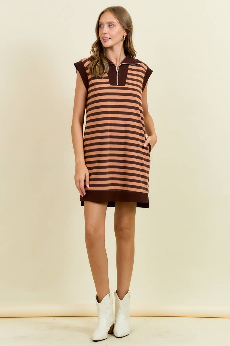 Doe & Rae Half-Zip Mini Dress