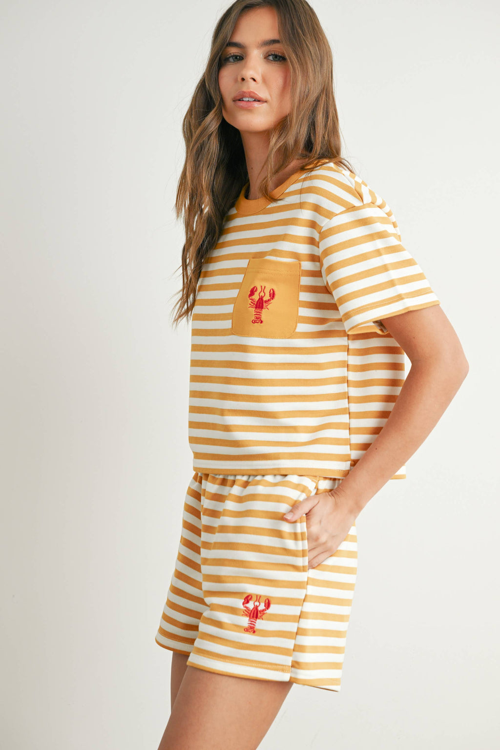 Buttermelon Striped Top w/ Lobster
