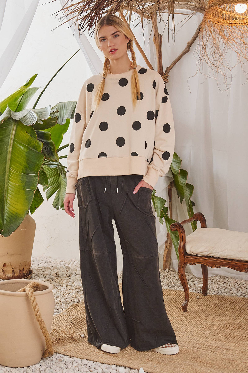 Jade By Jane Polka Dot Sweatshirt
