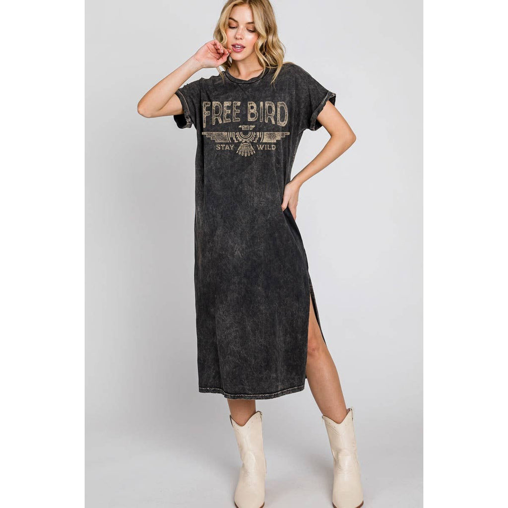 FREE BIRD MINERAL GRAPHIC DRESS
