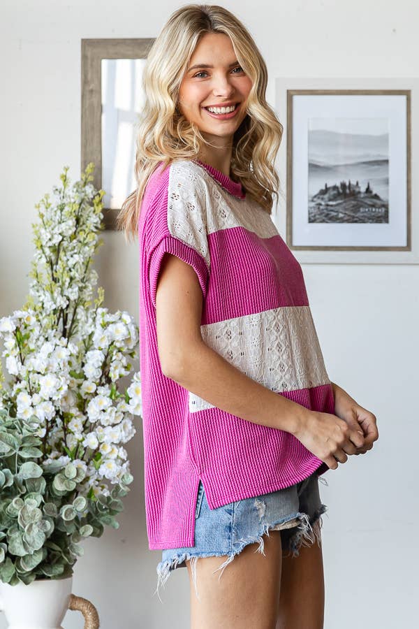 7th Ray Rib Lace Top