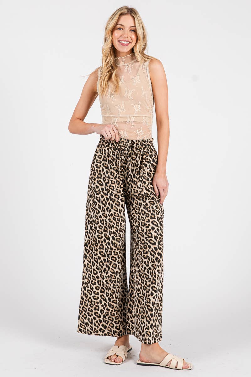 Sewn & Seen Leopard Print Wide-Leg Pants