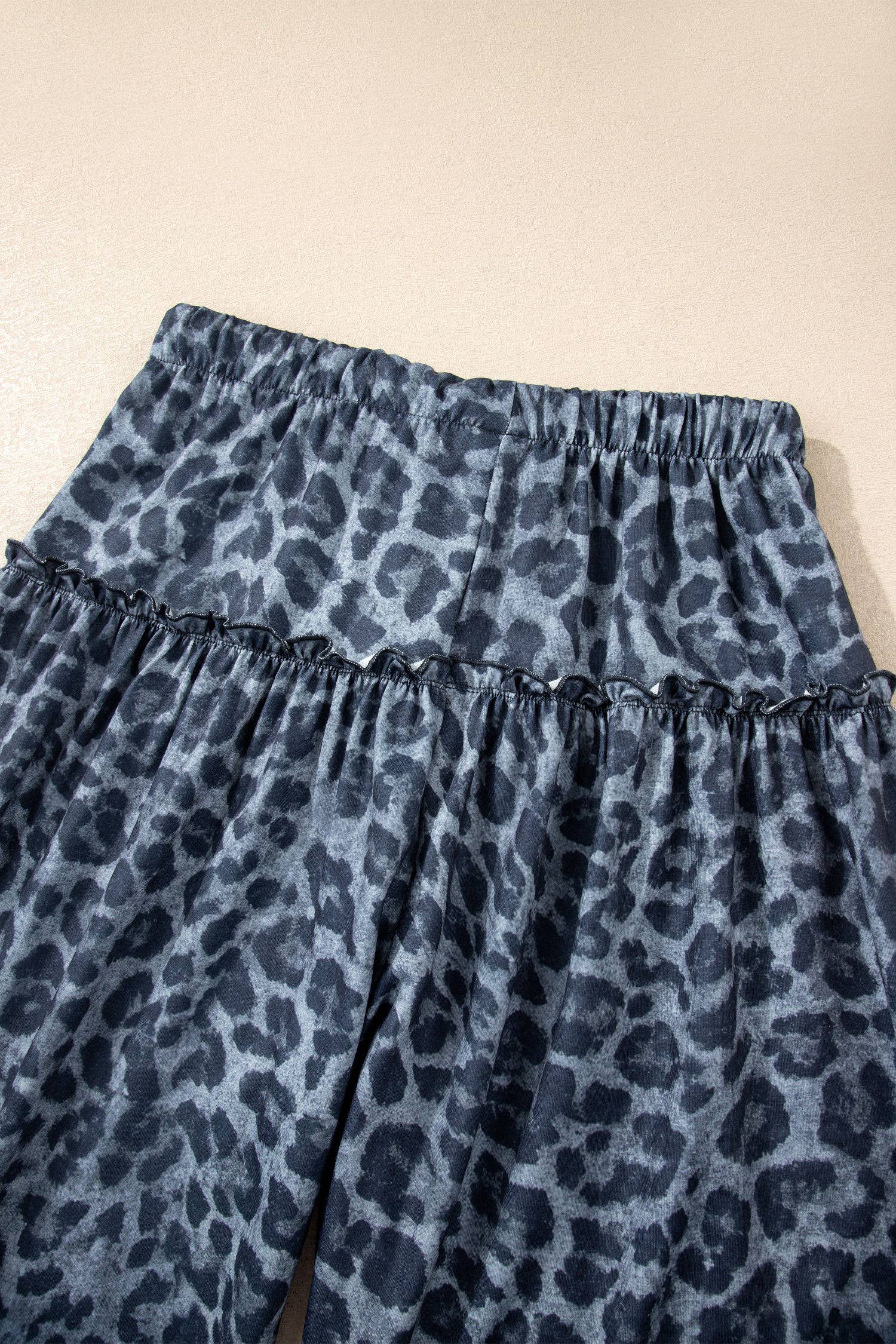 66DISCO Leopard Print Frilled Drawstring Wide Leg Pants